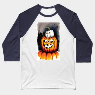 Halloween Scary Evil Pumpkin Funny Pumpkin Head Baseball T-Shirt